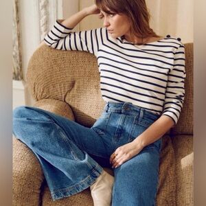 Sezane Colette Mariniere Organic Cotton Stripe Tee Size XS ♥️♥️♥️